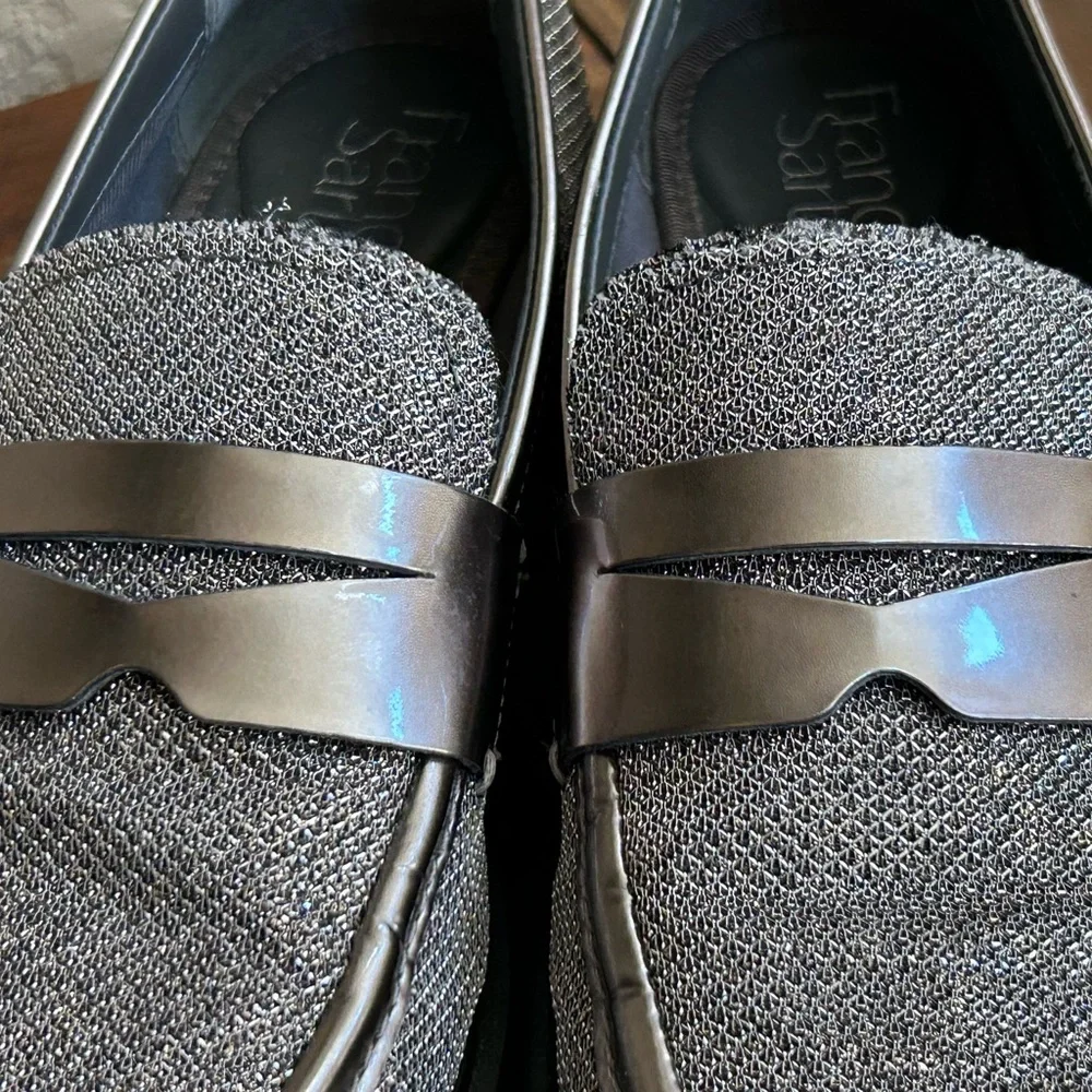 Franco Sarto Bazel Platform Lug Sole Loafers Size 6.5 – Metallic Knit‎ Slip-On